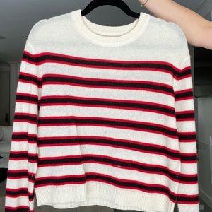 Velvet sweater white stripes red black XS